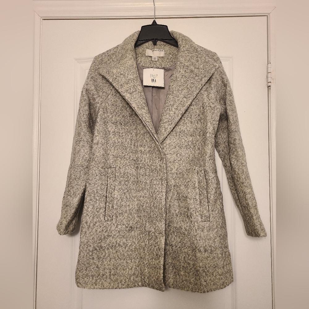 Anne Klein Women's Heathered Gray Coat Size Small